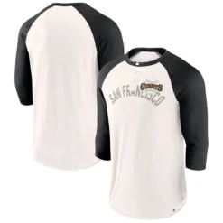 Men's San Francisco Giants Fanatics Branded White/Black Backdoor Slider Raglan 3/4-Sleeve T-Shirt