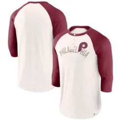 Men's Philadelphia Phillies Fanatics Branded White/Red Backdoor Slider Raglan 3/4-Sleeve T-Shirt