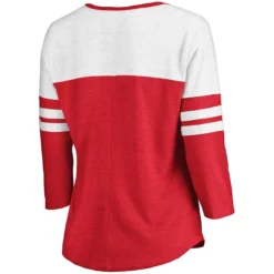 Women's Cincinnati Reds Fanatics Branded Heathered Red/White Official Wordmark 3/4 Sleeve V-Neck Tri-Blend T-Shirt -Fanatics 4 sleeve v neck tri blend t shirt pi3859000 altimages ff 3859184 12f7dd858ba1b2ef1594alt3 full