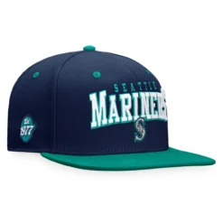 Men's Seattle Mariners Fanatics Branded Navy/Aqua Iconic Lock Up Snapback Hat