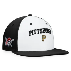 Men's Pittsburgh Pirates Fanatics Branded White/Black Iconic Color Blocked Fitted Hat