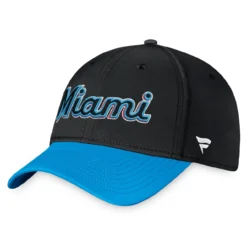 Men's Miami Marlins Fanatics Branded Black/Blue Core Flex Hat