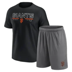 Men's San Francisco Giants Fanatics Branded Black/Charcoal Raglan T-Shirt & Shorts Set