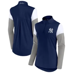 Women's New York Yankees Fanatics Branded Navy/Gray Authentic Fleece Quarter-Zip Jacket
