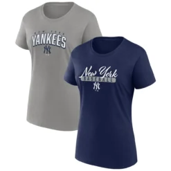 Women's New York Yankees Fanatics Branded Navy/Gray Fan T-Shirt Combo Set