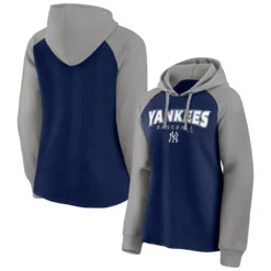 Women's New York Yankees Fanatics Branded Navy/Gray Recharged Raglan Pullover Hoodie