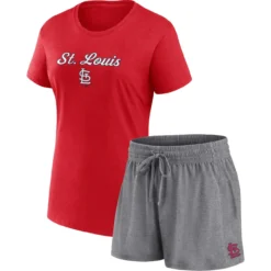 Women's St. Louis Cardinals Fanatics Branded Red/Gray Script T-Shirt & Shorts Combo Set
