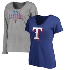 Women's Texas Rangers Fanatics Branded Royal/Gray V-Neck T-Shirt Combo Set