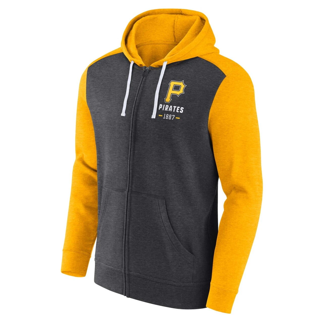 Men's Pittsburgh Pirates Fanatics Branded Heathered Charcoal/Heathered Gold Blown Away Full-Zip Hoodie 2 Men's Pittsburgh Pirates Fanatics Branded Heathered Charcoal/Heathered Gold Blown Away Full-Zip Hoodie - Image 2