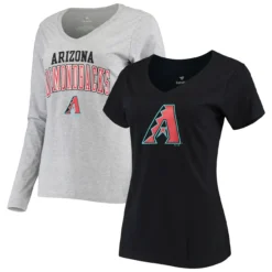 Women's Arizona Diamondbacks Fanatics Branded Black/Heathered Gray V-Neck T-Shirt Combo Set