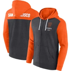 Men's San Francisco Giants Fanatics Branded Heathered Charcoal/Heathered Orange Blown Away Full-Zip Hoodie