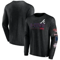 Men's Atlanta Braves Fanatics Branded Black High Whip Pitcher Long Sleeve T-Shirt
