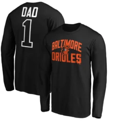 Men's Baltimore Orioles Fanatics Branded Black Father's Day #1 Dad Long Sleeve T-Shirt