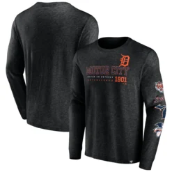 Men's Detroit Tigers Fanatics Branded Black High Whip Pitcher Long Sleeve T-Shirt