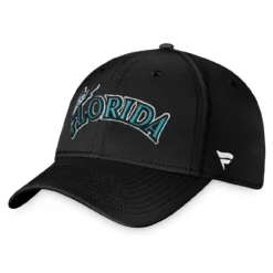 Men's Florida Marlins Fanatics Branded Black Cooperstown Core Flex Hat