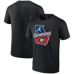 Men's Georgia Bulldogs X Atlanta Braves Fanatics Branded Black 2021 State Of Champions T-Shirt