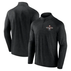 Men's Houston Astros Fanatics Branded Black 2022 World Series Champions Curveball Quarter-Zip Mock Neck Pullover Top