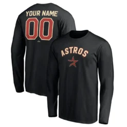 Men's Houston Astros Fanatics Branded Black Personalized Cooperstown Collection Alternate Winning Streak Long Sleeve T-Shirt