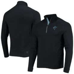 Men's Miami Marlins Fanatics Branded Black Iconic Striated Raglan Quarter-Zip Jacket