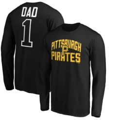 Men's Pittsburgh Pirates Fanatics Branded Black Father's Day #1 Dad Long Sleeve T-Shirt