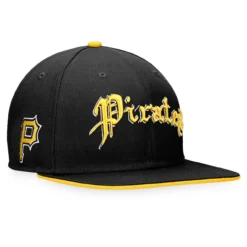 Men's Pittsburgh Pirates Fanatics Branded Black Iconic Old English Snapback Hat