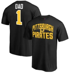 Men's Pittsburgh Pirates Fanatics Branded Black Logo #1 Dad T-Shirt