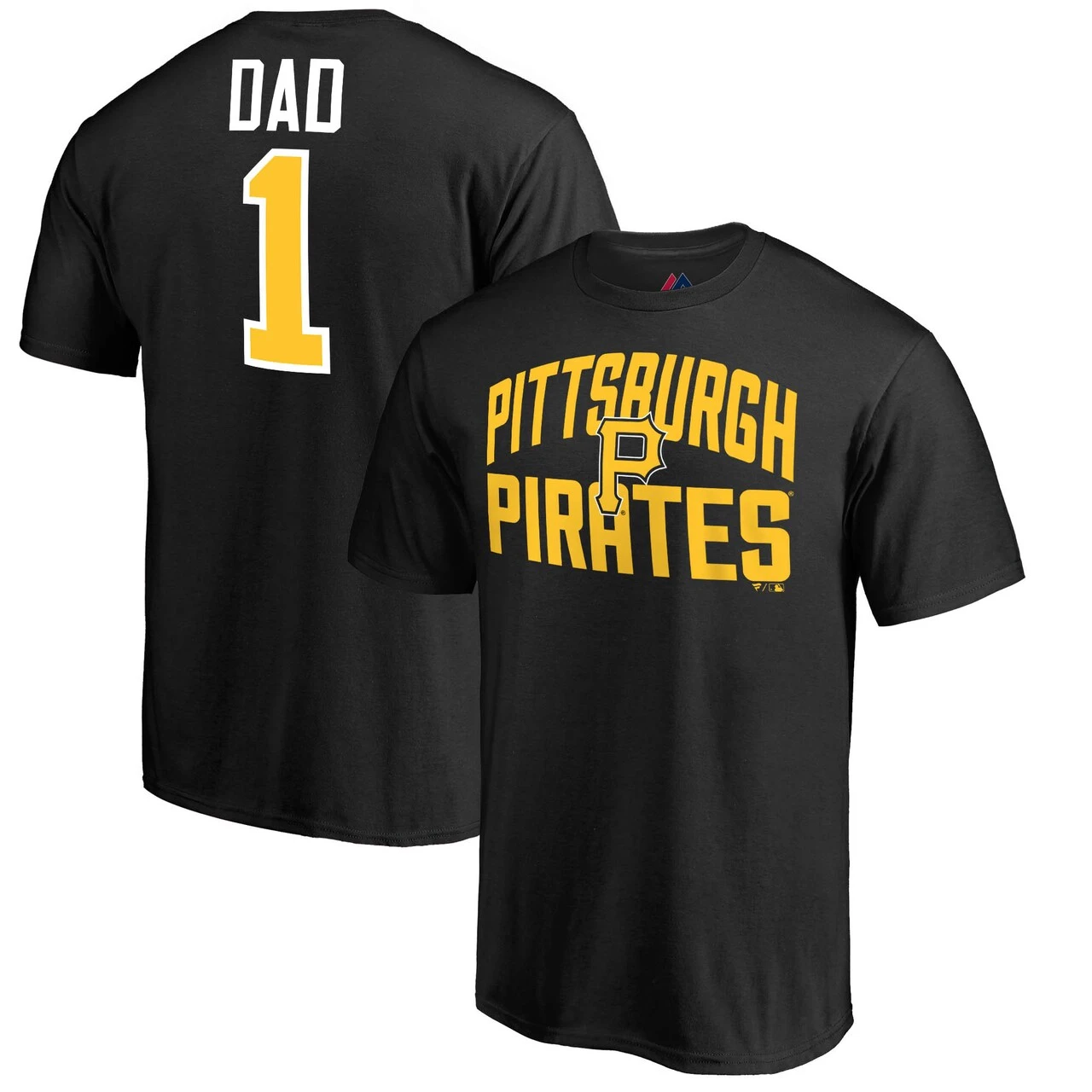 Men's Pittsburgh Pirates Fanatics Branded Black Logo #1 Dad T-Shirt 1 Men's Pittsburgh Pirates Fanatics Branded Black Logo #1 Dad T-Shirt