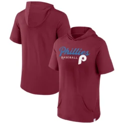 Men's Philadelphia Phillies Fanatics Branded Burgundy Offensive Strategy Short Sleeve Pullover Hoodie