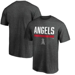 Men's Los Angeles Angels Fanatics Branded Charcoal Win Stripe T-Shirt