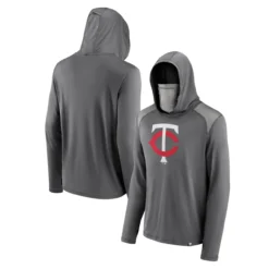 Men's Minnesota Twins Fanatics Branded Gray Rally On Transitional Haven Pullover Hoodie With Face Covering