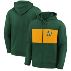 Men's Oakland Athletics Fanatics Branded Green Team Twill Full-Zip Hoodie Jacket