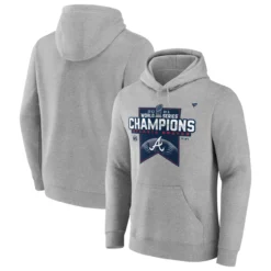 Men's Atlanta Braves Fanatics Branded Heather Gray 2021 World Series Champions Locker Room Fitted Pullover Hoodie