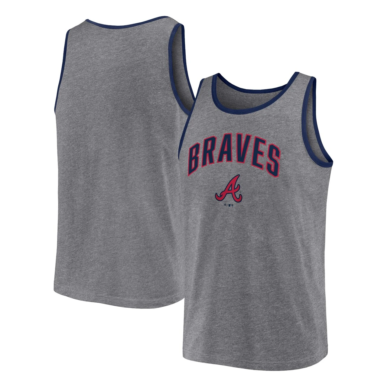 Men's Atlanta Braves Fanatics Branded Heather Gray Primary Tank Top 1 Men's Atlanta Braves Fanatics Branded Heather Gray Primary Tank Top