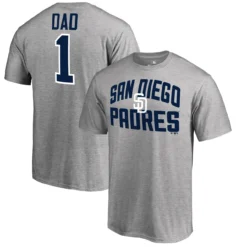 Men's San Diego Padres Fanatics Branded Heather Gray 2019 Father's Day Number 1 Dad T-Shirt