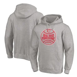 Men's Cincinnati Reds Fanatics Branded Heathered Gray Big Red Machine Hometown Fitted Pullover Hoodie