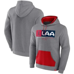 Men's Los Angeles Angels Fanatics Branded Heathered Gray Iconic Steppin Up Fleece Pullover Hoodie