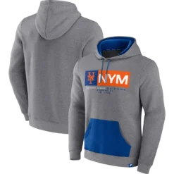 Men's New York Mets Fanatics Branded Heathered Gray Iconic Steppin Up Fleece Pullover Hoodie