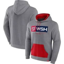 Men's Washington Nationals Fanatics Branded Heathered Gray Iconic Steppin Up Fleece Pullover Hoodie