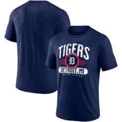 Men's Detroit Tigers Fanatics Branded Heathered Navy Badge Of Honor Tri-Blend T-Shirt