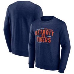 Men's Detroit Tigers Fanatics Branded Heathered Navy Classic Move Pullover Sweatshirt