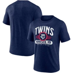 Men's Minnesota Twins Fanatics Branded Heathered Navy Badge Of Honor Tri-Blend T-Shirt
