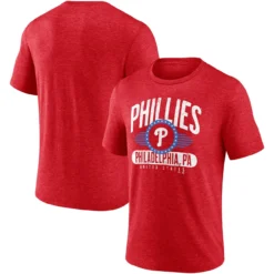 Men's Philadelphia Phillies Fanatics Branded Heathered Red Badge Of Honor Tri-Blend T-Shirt