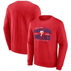 Men's Philadelphia Phillies Fanatics Branded Heathered Red Classic Move Pullover Sweatshirt