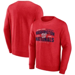 Men's Washington Nationals Fanatics Branded Heathered Red Classic Move Pullover Sweatshirt