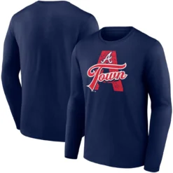 Men's Atlanta Braves Fanatics Branded Navy A-Town Hometown Collection Long Sleeve T-Shirt