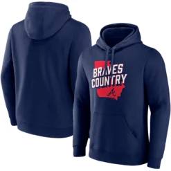 Men's Atlanta Braves Fanatics Branded Navy Hometown Collection Team Fitted Pullover Hoodie