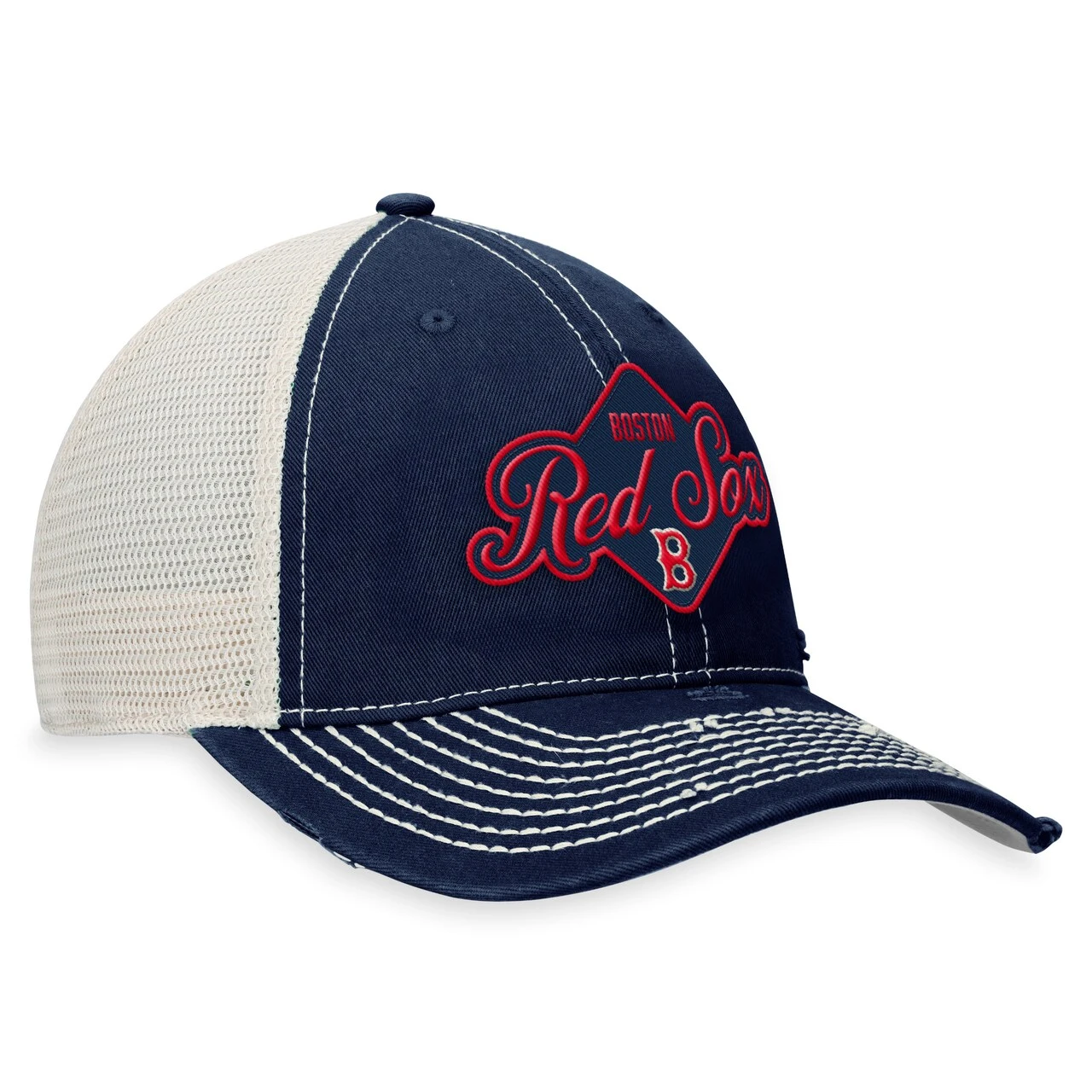 Men's Boston Red Sox Fanatics Branded Navy Heritage Trucker Snapback Hat - Image 3