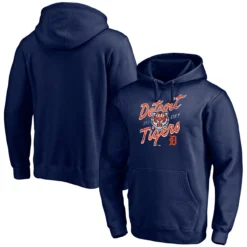Men's Detroit Tigers Fanatics Branded Navy Hometown Roar Fitted Pullover Hoodie