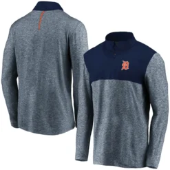 Men's Detroit Tigers Fanatics Branded Navy Iconic Marble Clutch Half-Zip Jacket