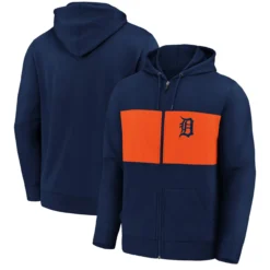 Men's Detroit Tigers Fanatics Branded Navy Team Twill Full-Zip Hoodie Jacket